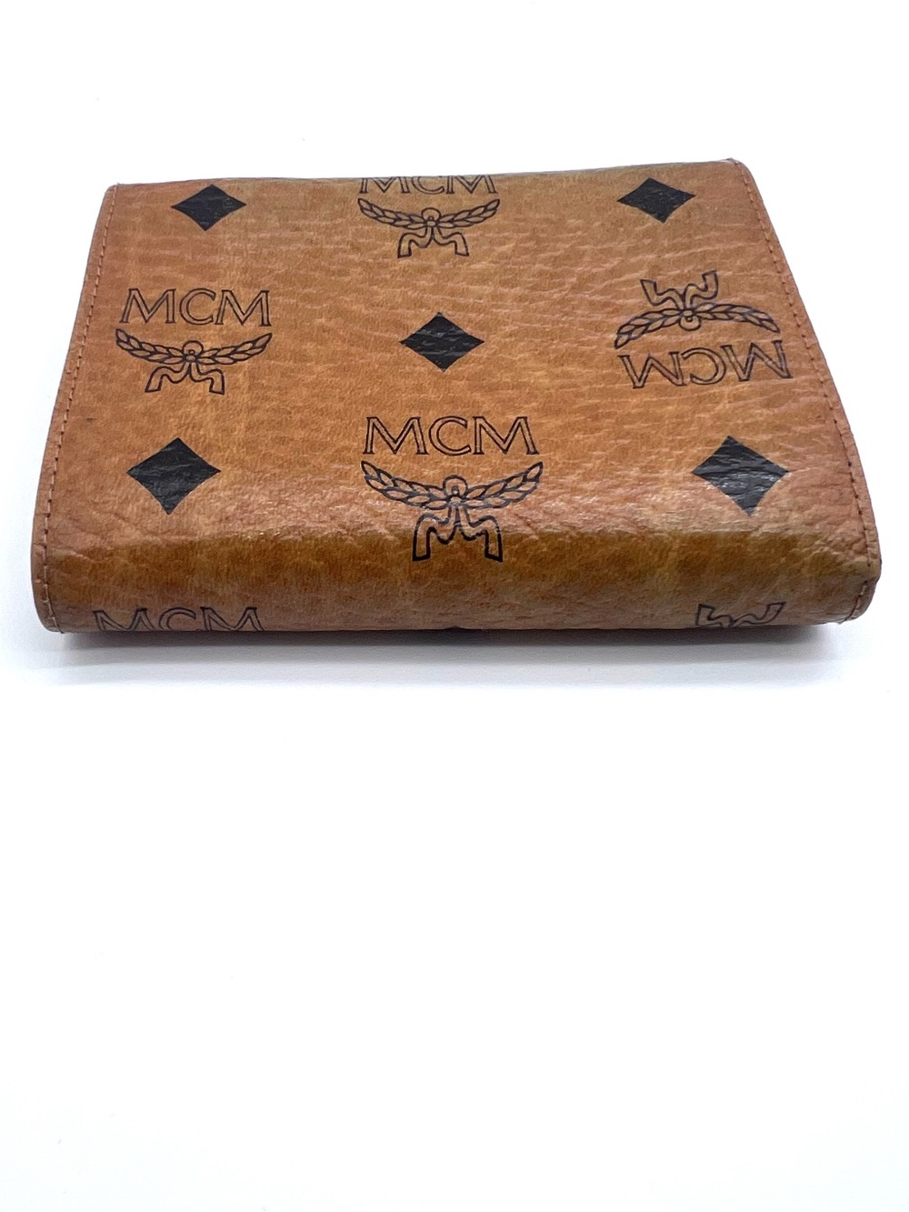 Vintage MCM Visetos Trifold Wallet Cognac Leather Made in Germany - Picture 9 of 15